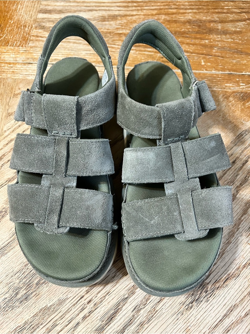 UGG Olive Suede Triple-Strap Sandals